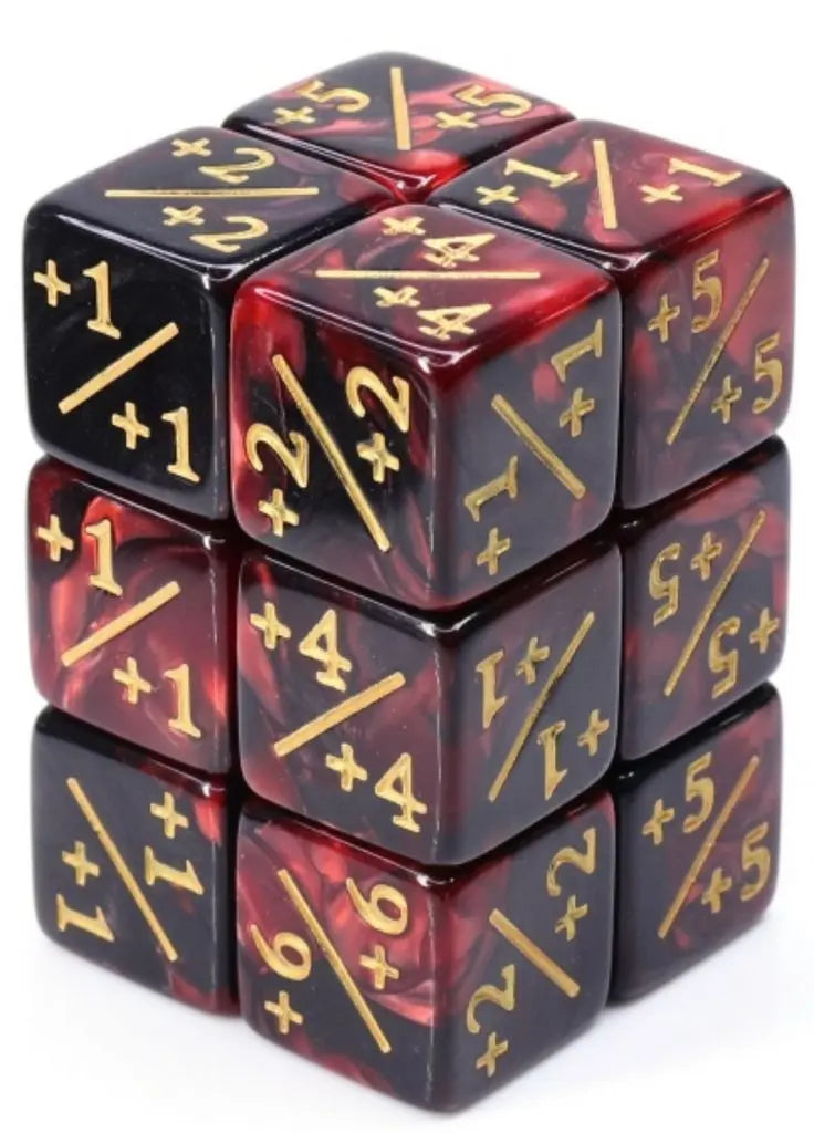 +1/+1 Red & Black Counters For Magic - Set Of 8