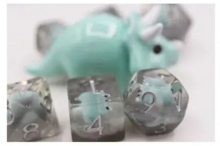 Dice Poly Set - Baby Triceratops w/Silver