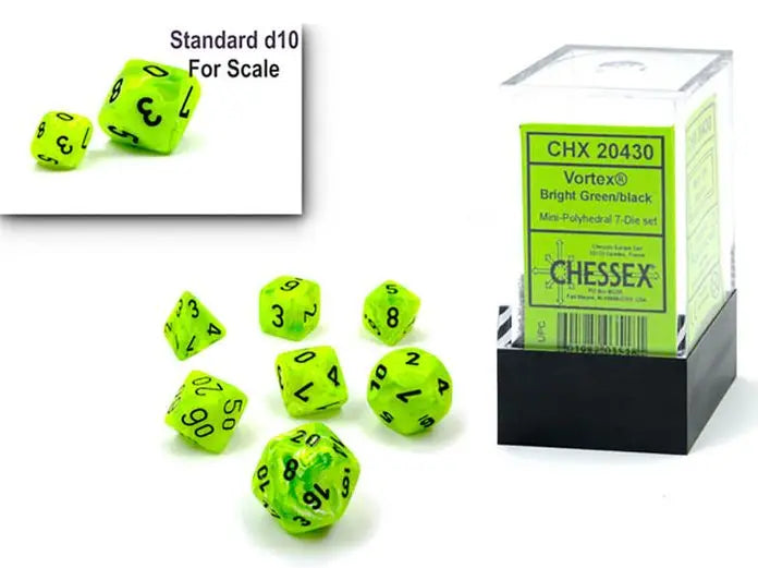 Chessex 20430 Mini 7 Set Vortex Bright Green/Black