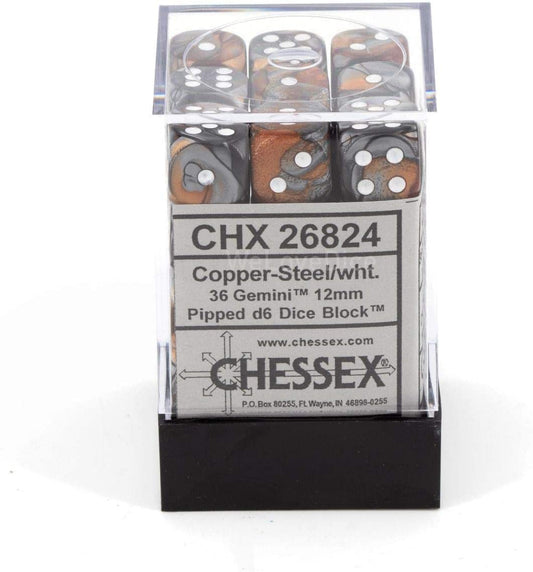 CHX 26824 Gemini 12mm D6 Copper-Steel w/ White Set of 36
