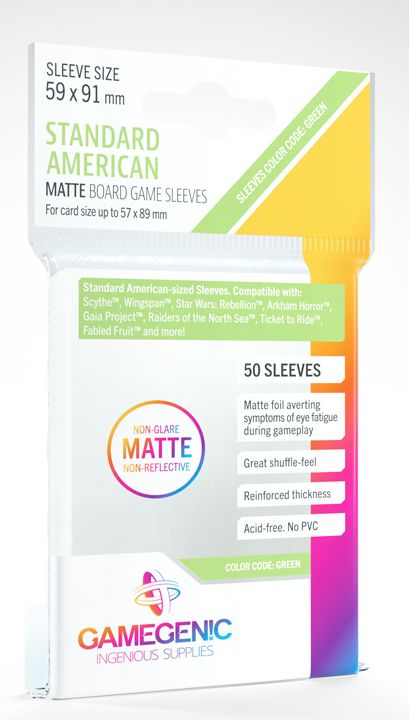 Matte Board Game Sleeves - Standard American (59mm X 91mm)
