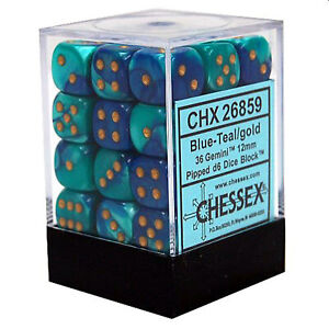 CHX 26859 Gemini 12mm D6 Blue-Teal w/ Gold