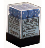 CHX 25816: 12MM D6 36CT DICE BLOCK: OPAQUE LIGHT BLUE W/WHITE
