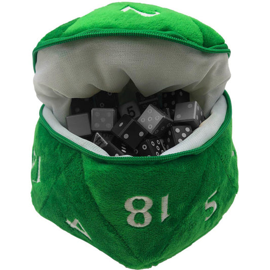 D20 Plush Dice Bag Green