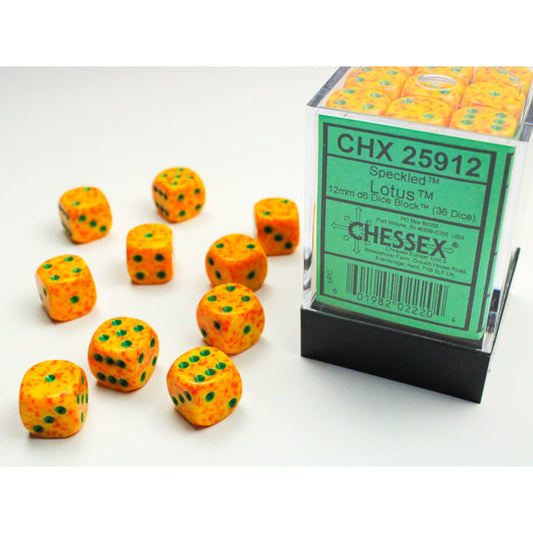 CHX 25912 Lotus Speckled - 6 Sided 12 mm Dice Set Of 36