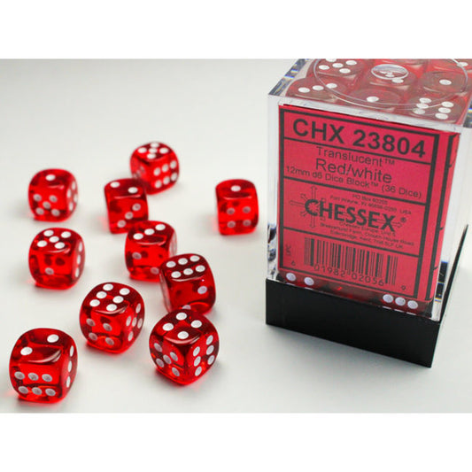 CHX 23804 Translucent 12mm D6 Red w/ White