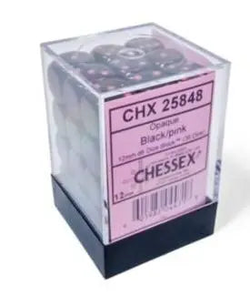 Chessex Opaque Dice Black w/Pink CHX 25848