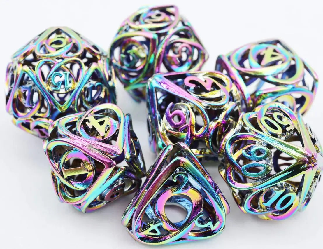 Burnt Opal Hollow Hearts Metal RPG Dice Set