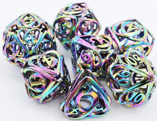 Burnt Opal Hollow Hearts Metal RPG Dice Set