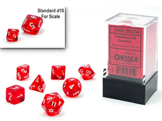 Chessex 20374 Mini 7 Set Translucent Red/White