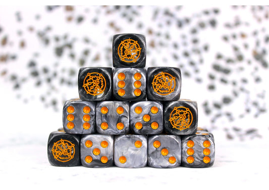 Dweghom: Faction Dice on Gray swirl Dice