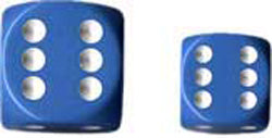 CHX 25816: 12MM D6 36CT DICE BLOCK: OPAQUE LIGHT BLUE W/WHITE